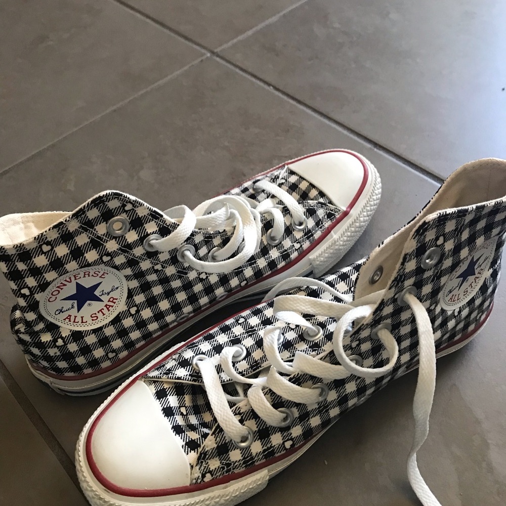 Converse Black and White Checkered High-Top Sneakers